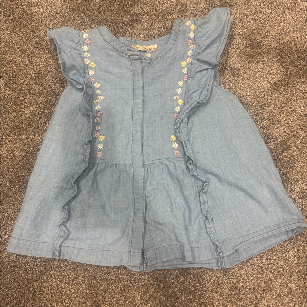 Madewell Blue Blouse with Ruffle Details